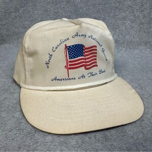 North Carolina Army‎ National Guard Hat Adult OSFA Beige Patriotic Flag Casual